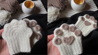 جوانتي كف القطه كروشيه سهل للمبتدئين | crochet gloves tutorial