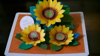 pop up card   sunflower 【ひまわり3輪】ポップアップカード