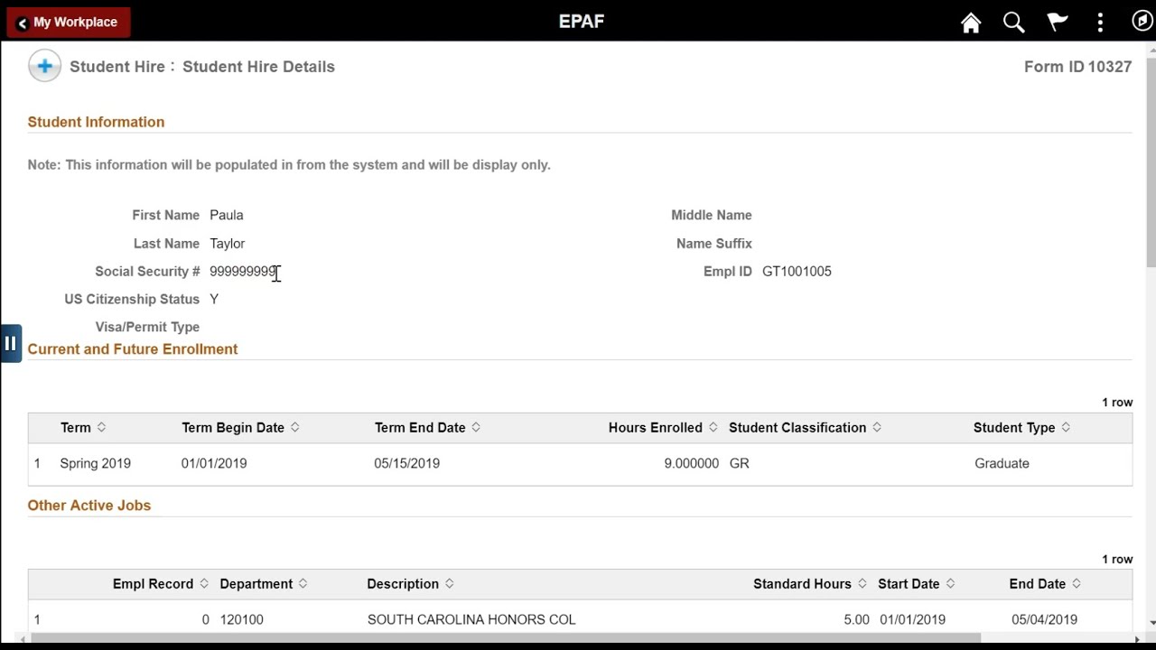 Gt Eforms邃 Demo Peoplesoft Student Hire Eform Youtube