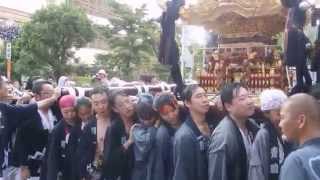 平成２７年　佃島　住吉神社例祭　月島一之部　神輿渡御　水掛け　２０１５．８．２　Tukudajima  Simiyosi  Shrine  Mikoshi