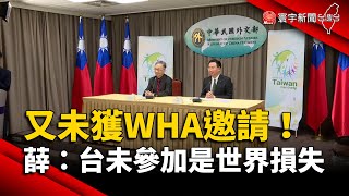 又未獲WHA邀請！薛瑞元：台未參加是世界損失｜#寰宇新聞 @globalnewstw