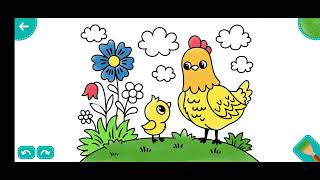 draw a chick, a hen, clouds, a clearing and the sky рисуем цыпленка, курочку, облака, полянку и небо