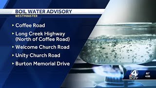 Boil water advisory issued in Westminster, South Carolina