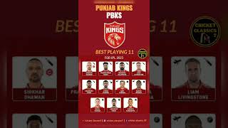 Punjab Kings | PBKS Best Playing 11 for IPL 2023 | Tata IPL 2023 #shorts