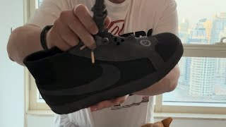 My cat helps unbox Di’Orr Greenwood’s NikeSB Zoom Blazer Mid Navajo Nation Woodburn Skateboards