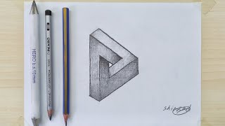 How to Draw an optical illusion triangle - 3D Trick Art Drawing