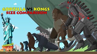 All Godzilla & Kong Kaiju Size Comparison | Monster Animation