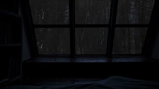 Black Window🪟Heavy Rain Sound on Cozy Bedroom Window - Relaxing Sounds for Sleep🛌