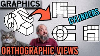 Mastering Orthographic Projection: Drawing Complex Cylinders in Multi-View Engineering Graphics