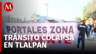 Comerciantes bloquean calzada de Tlalpan en CdMx; marchan hacia la Secretaría de Economía