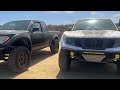 huge prerunner truck meet hundreds and hundreds of trucks at fiesta island. walk around video.