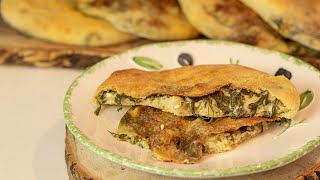 Greek Flatbreads stuffed with Spinach \u0026 Feta (spanakopita filling!)