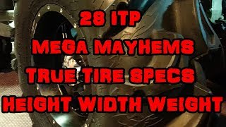 28 ITP MEGA MAYHEM TRUE TIRE HEIGHT WEIGHT AND WIDTH GoPro