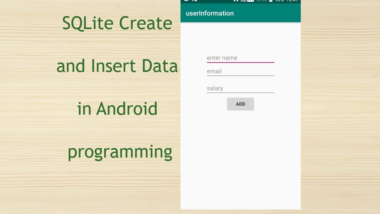 Inserting Data Into SQLite Database In Android Programming - YouTube