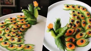 How to Make Yummy Cucumber Peacock - Cucumber Carving Garnish