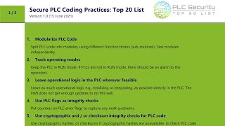 Top 20 Secure PLC Coding Practices