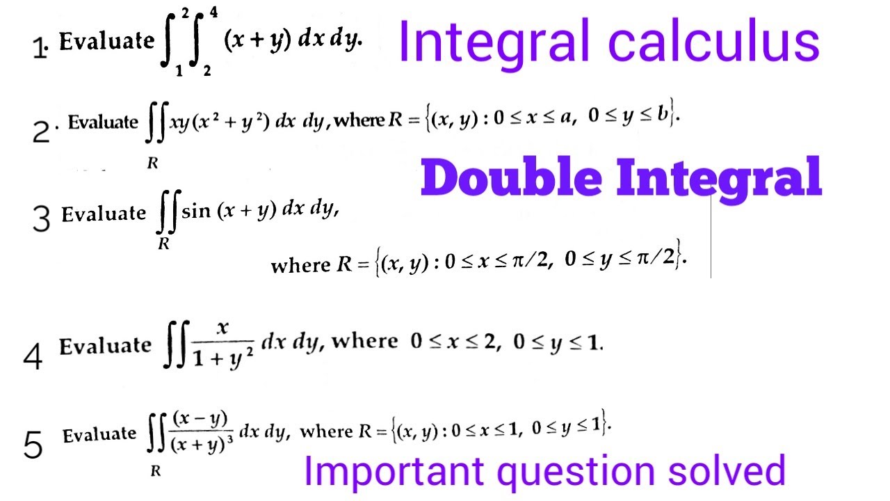 Integral Calculus Double And Triple Integrals Important Question Solved ...