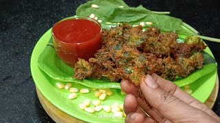 హెల్దీ పాలకూర స్వీట్ కార్న్ పకోడా చిటికెలో #palakrecipe#cornrecipe#pakoda#pakodarecipe #cornpalak