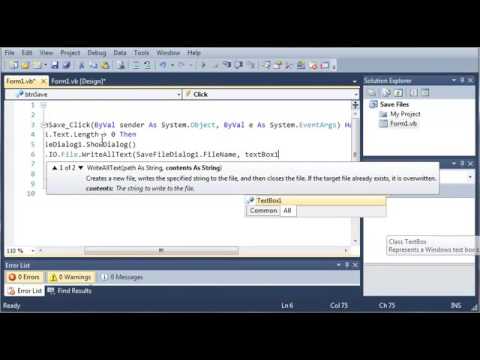 Visual Basic Tutorial 130 SaveFileDialog ‏ - YouTube