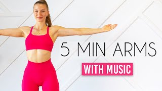 5 MIN TONED ARMS WORKOUT - with music & beeps (Dancer Arms No Equipment)
