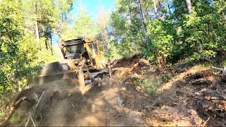 NEW UNUSED Narrow TREE Lined Forest Road Works Carried Out For The First Time With a CAT Bulldozer