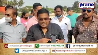 BENAULIM MLA VENZY VIEGAS STANDS AGAINST ILLEGAL TRADING BY TOURIST HAWKERS AT COLVA BEACH.