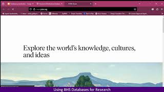 BHS JSTOR Database Tutorial