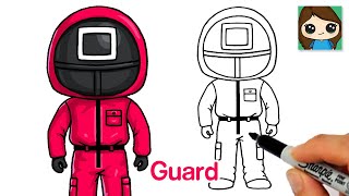 How to Draw Squid Game ⏹🔼⏺Red Guard Uniform