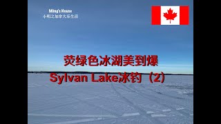 荧绿色冰湖美到爆，Sylvan Lake冰钓（2）