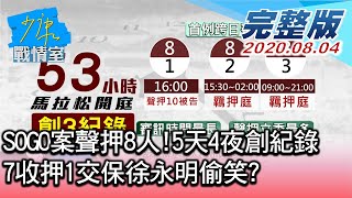 【完整版中集】SOGO案聲押8人!5天4夜創紀錄 7收押1交保徐永明偷笑? 少康戰情室 20200804