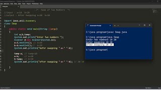 program to Swap Two Numbers in java hindi | java language