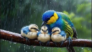 Brave Mother Bird Protects Her Chicks from the Pouring Rain | Heartwarming Moment 🌧️🐦✨