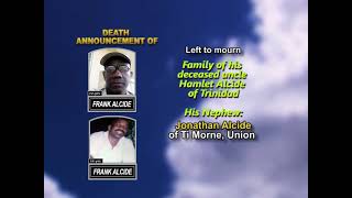 Frank Alcide ~ Long Obituary