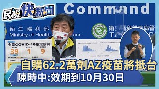 快新聞／自購62.6萬劑AZ疫苗15:40抵台　陳時中：效期到10月30日－民視新聞