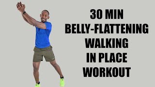 BELLY FLATTENING WALK AT HOME WORKOUT/ 30 Min Walking In Place Cardio