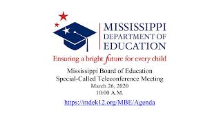 Mississippi Board of Education - March 26, 2020