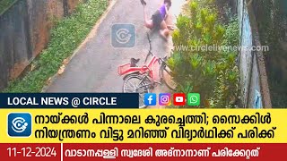 നായ്ക്കൾ പിന്നാലെ കുരച്ചെത്തി; സൈക്കിൾ നിയന്ത്രണം വിട്ട് മറിഞ്ഞ് വിദ്യാർഥിക്ക് പരിക്ക്