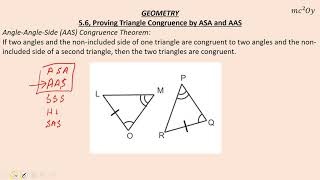 G 5.6, Proving Triangle Congruence by ASA and AAS (E)