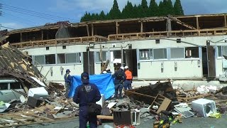 16日における本震直後の阿蘇地区　大地震による爪痕