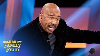 Is Steve Harvey about to WALK OFF the set? | Celebrity Family Feud