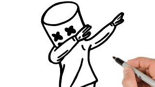 How to Draw Marshmello Dabbing Step by Step