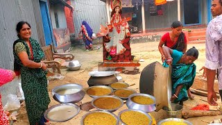 গ্রামের সবাই মিলে সরস্বতী  পূজার অঞ্জলী দিলাম // প্রসাদের আয়োজনে কি ছিলো//বাংলাদেশি গ্রামের ভগ্ল