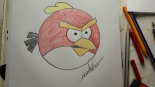 تعلم الرسم - الدرس الرابع كيفية رسم الطيور الغاظبة Angry Bird بالرصاص والالوان مع الخطوات للمبتدئين