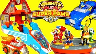 Paw Patrol The Official Mighty Pups Super Paws Toys New Lookout Air Patroller Jet and Vehicles!