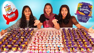 OPENING 100 KINDER JOY Vs 100 DAIRY MILK LICKABLES 🤩 | EXCITING TOYS INSIDE 😱 | PULLOTHI