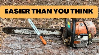 How to Sharpen a Chainsaw Chain Easily with a File and Guide