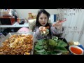 우앙tv 쭈꾸뿅 삼겹 쭈꾸미 새우 u0026 날치알쌈 먹방 eating show korea food mukbang