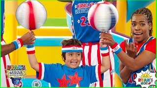 Ryan learns Trick Shots with Harlem Globetrotters on Ryan's Mystery Playdate Episode!!!
