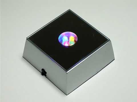 3D Crystal Glass Trophy Laser LED Light Base Square Display Stand Touch Switch
