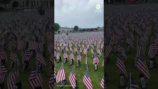Memorial Day display places combat boots at cemetery to honor fallen service members